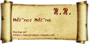 Müncz Mína névjegykártya